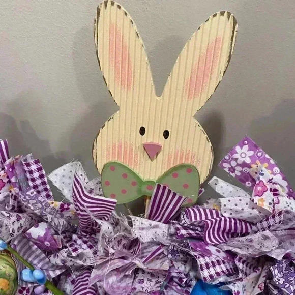 Easter Rag Wreath - 24" - Picture 5 of 11